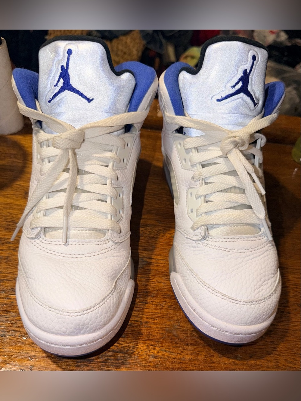 Jordan Air Jordan 5 Retro GS Mid White Blue Gray Black Leather Sz 6.5Y